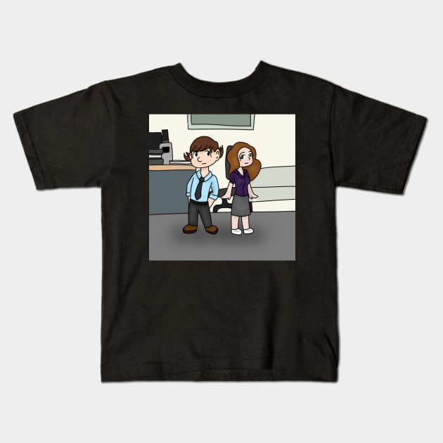 Jim and Pam Kids T-Shirt by ceolsonart